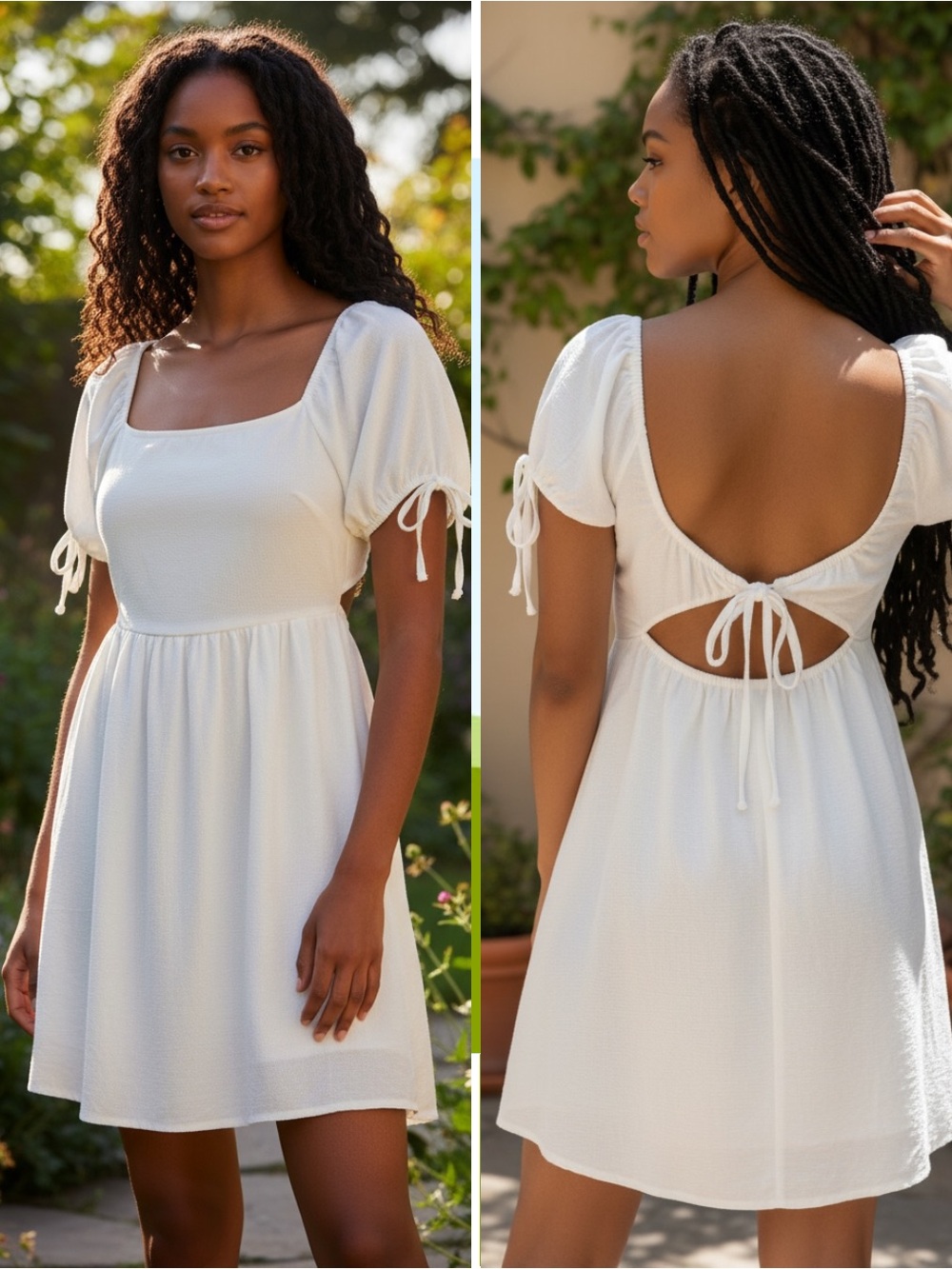 NWT Your Favorite by PacSun White Tie Back Babydoll Dress Size L FLAW